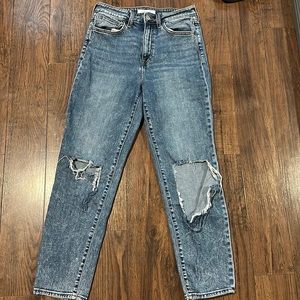 darkish light mom jeans.